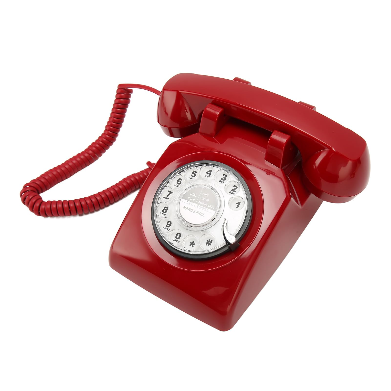 Telefono retrò Rotante con Elegante Design Vintage per Uso Domestico e in Ufficio, Realizzato in Resistente Materiale ABS (Rosso)