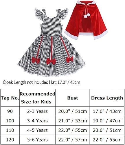 Miniatura 7 de OBEEII Vestido de Navidad para niños, niñas y mujeres, vestido de fiesta a cuadros y capa de terciopelo a juego para mamá y yo