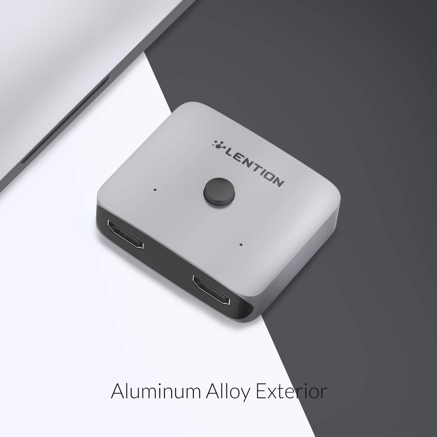 LENTION 2 x 1/1 x 2 Interruttore Bidirezionale in Alluminio HDMI 4K/60Hz, Nessun'Alimentazione Esterna Necessaria per iPad Pro 2018, Macbook Air/Pro, Windows, Chrome, Linux, HDTV, TV Box - Grigio