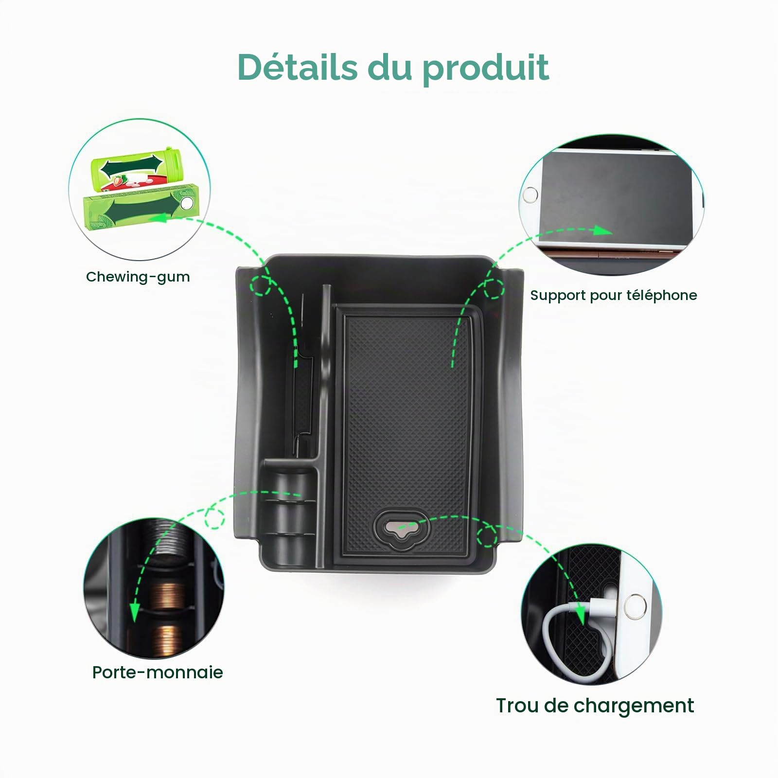 GAFAT Compatible avec Honda HR-V 2022-2024 2025 Boîte de Rangement pour Console Centrale, HRV 2023 Accoudoir Organiseur Plateau d'Accoudoir Central Boîte à Gants, HRV 2023 Accessoires (Noir)