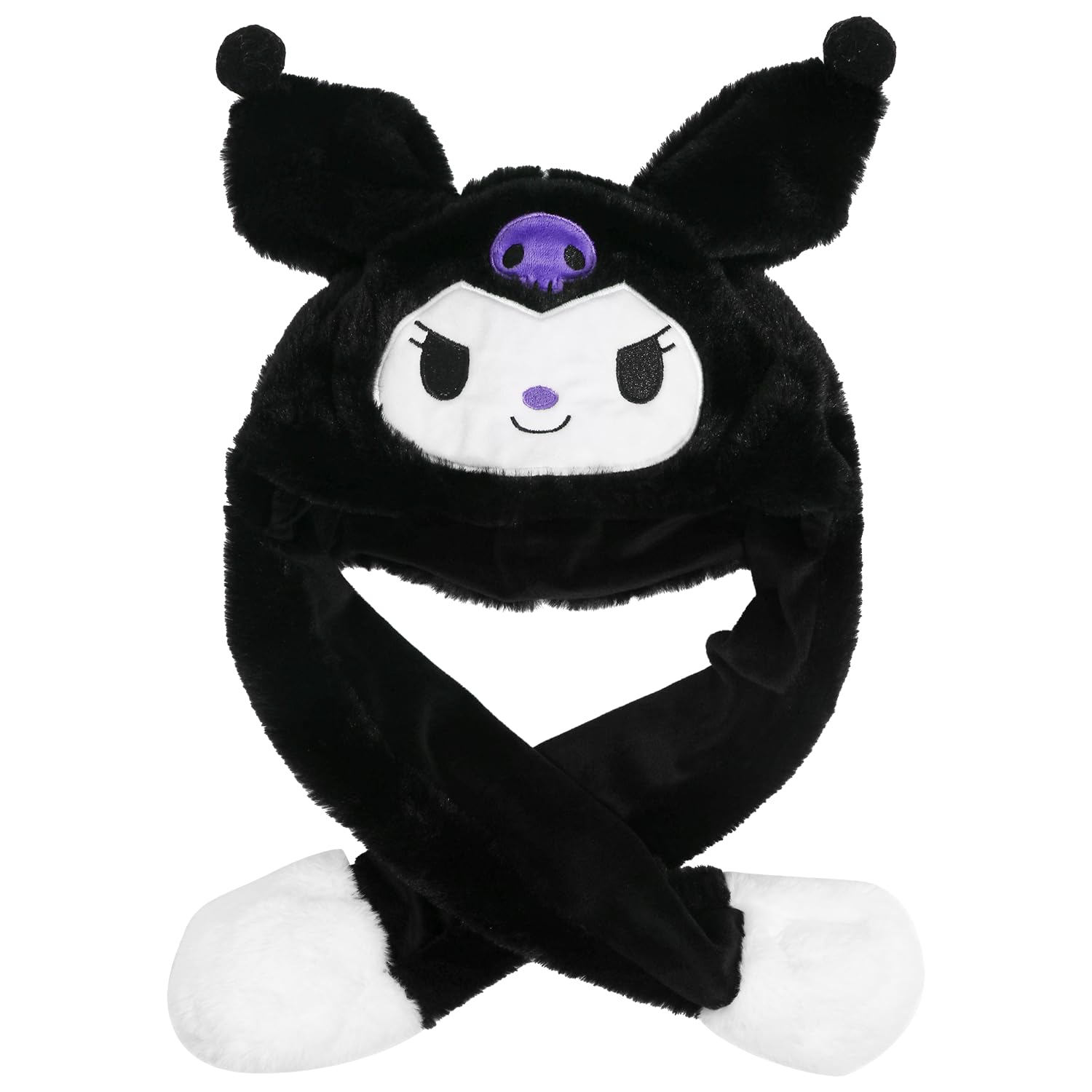 Plush Ear Moving Jumping Hat,Cute Fluffy Cap, Soft Warm HeadWear,Bunny Hat Christmas Holiday Party Gift for Boys Girls. (black)