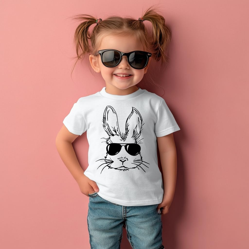 Easter Shirt for Toddly Boy Girls Kids, Happy Bunny Toddler T-Shirt, Spring Egg Hunt Kids Tee, 2-6T