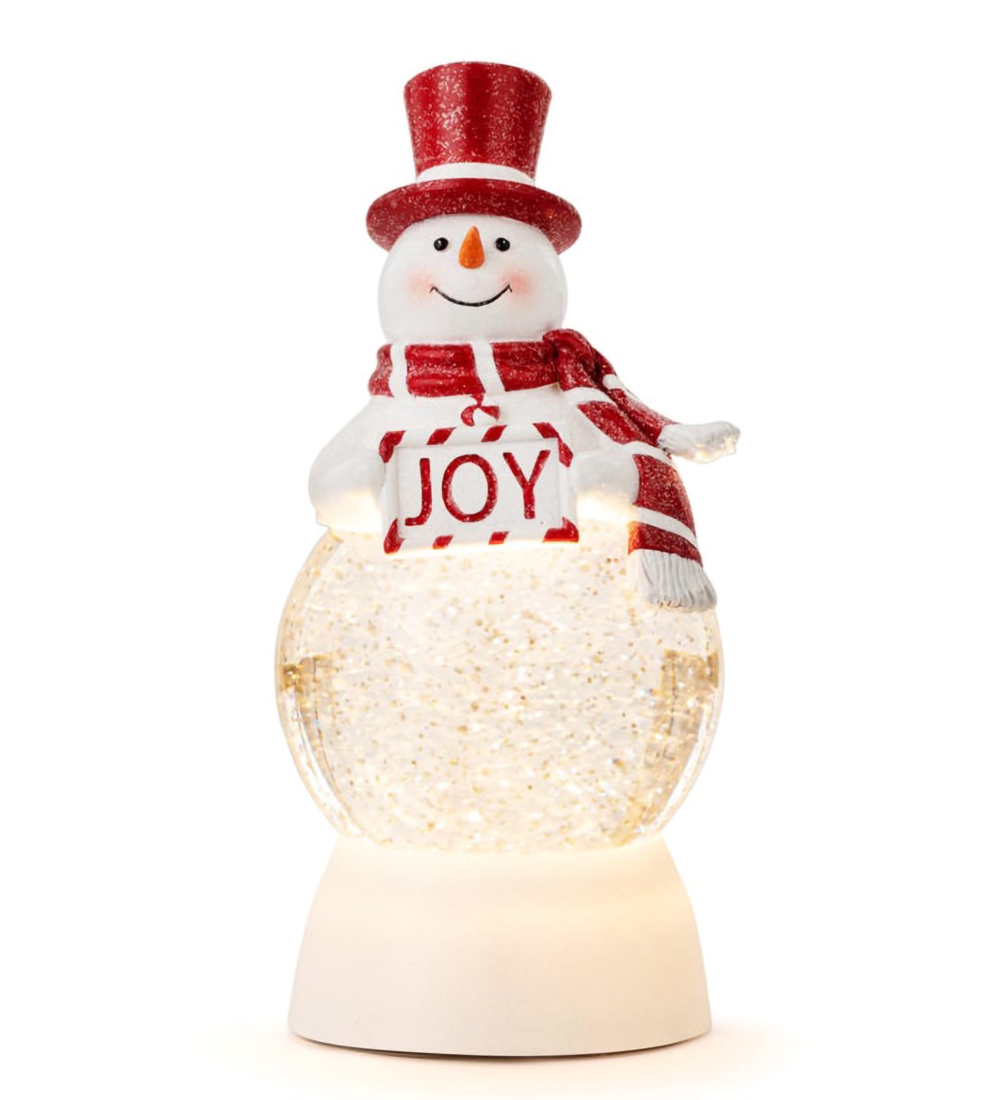 Globo de nieve de resina Napco Joy para decorar la mesa de Navidad con luz LED