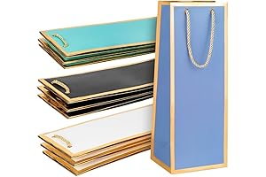 Wine Gift Bags 12-Pack for Bottles, Reusable 4 Colors with Gold Foil...