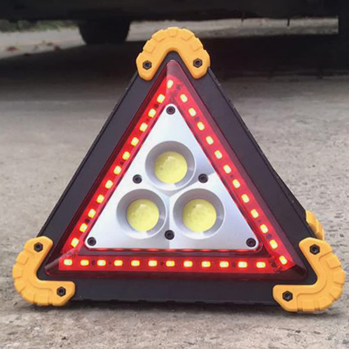 Triangulaire Balise LED Jaune Sécurité Portable de Camping et Voiture