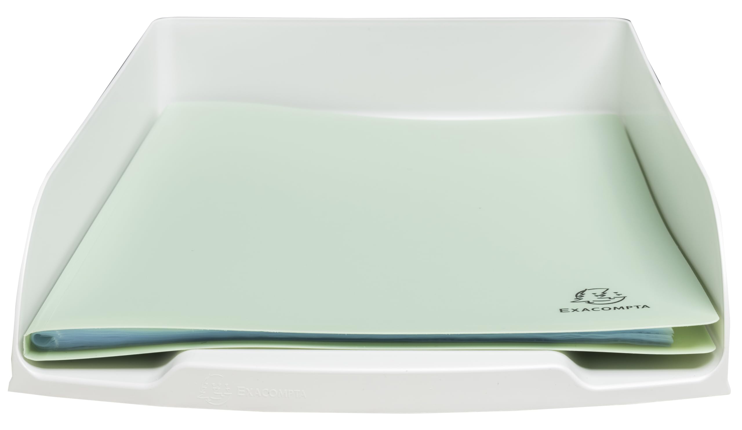 Exacompta - Réf. 11113D - Lot de 6 Corbeilles à courrier Combo Styli Autentik - pour Documents au Format A4+ - dim 34 x 25 x 6,5 cm - Porte étiquette - Peut contenir 500 Feuilles - Couleur Blanc