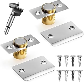 Magnetic Door Catch, Adjustable Cabinet Magnets for Closure with 4/5" Installed Hole Saw Suit for Top or Side Mounting, Door Magnets Used for Easy Closure of Cabinets and Doors (2 Pack Sliver)