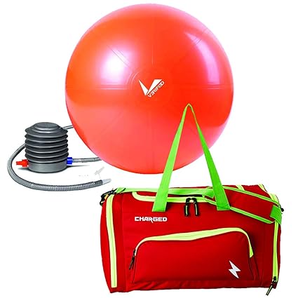 VERIFIED Gym Set with VF-1005 Stability Ball and Charged Superlight Gym Bag RED
