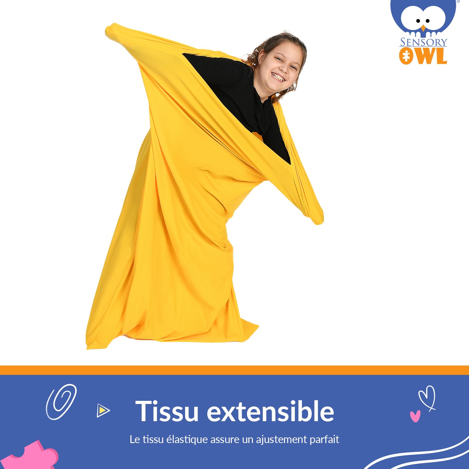 Full Body Sock - Soulagement du TDAH, de l'Autisme - du Stress et de l'Anxiété - Stimulation de la Pression Profonde - Jouet de Thérapie par l'exercice Sensoriel - Jaune, Taille L