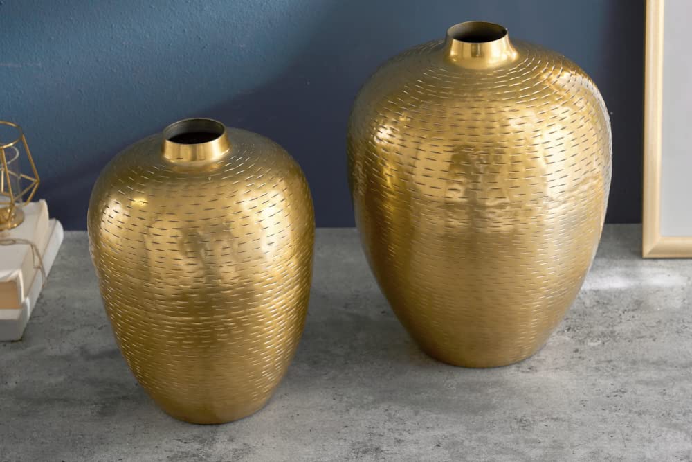 Elegantes Vasen 2er Set Oriental 31cm Gold Hammerschlag Design Dekovasen Wohnaccessoire Dekoration