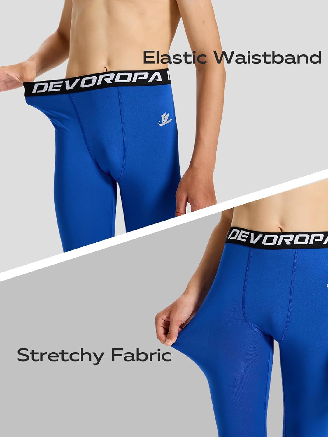 DEVOROPA Youth Boys' Compression Leggings Sports Tights Fleece Lined Thermal Base Layer Pants - Image 6