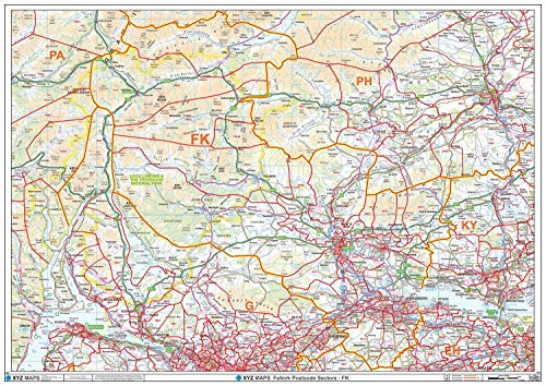 Carte murale à code postal Falkirk FK pour éviter les erreurs de livraison