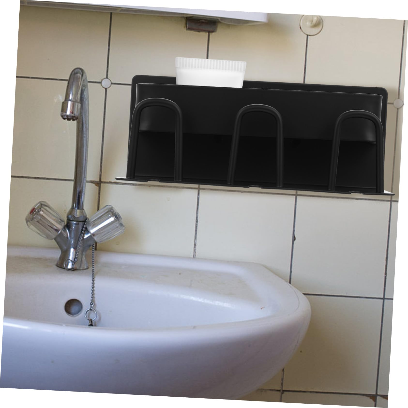 Gatuida Portaspazzolino da Parete in Alluminio Nero Organizer Bagno Multifunzione per Spazzolini Bicchieri e Dentifricio Supporto Compatto con Drenaggio Naturale Facile da Installare e