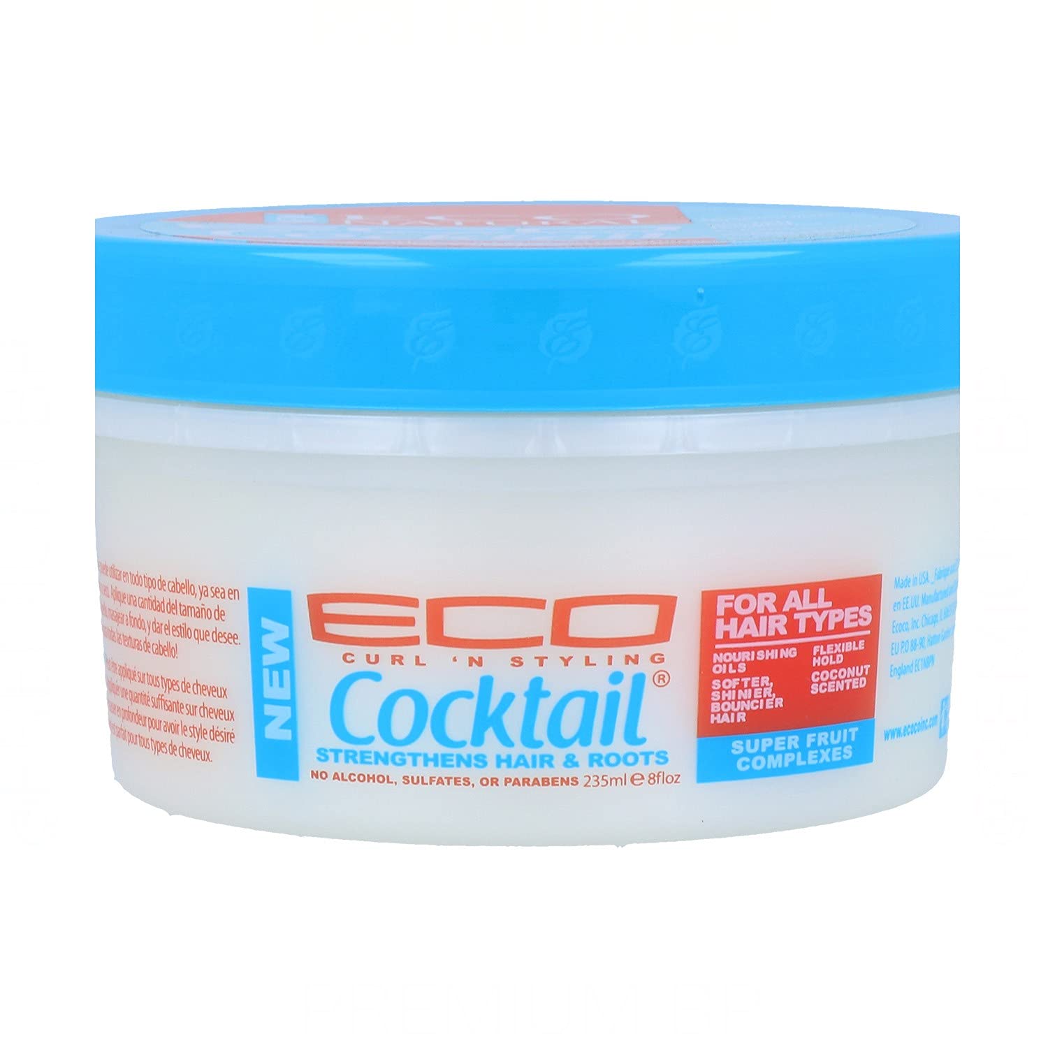 Ecoco Eco Cocktail Super Fruit Complex Hair Cream - Collagen, Amino Acids And Natural Oil Blend - Nourish And Protect Curls - Soft, Bouncy And Shiny