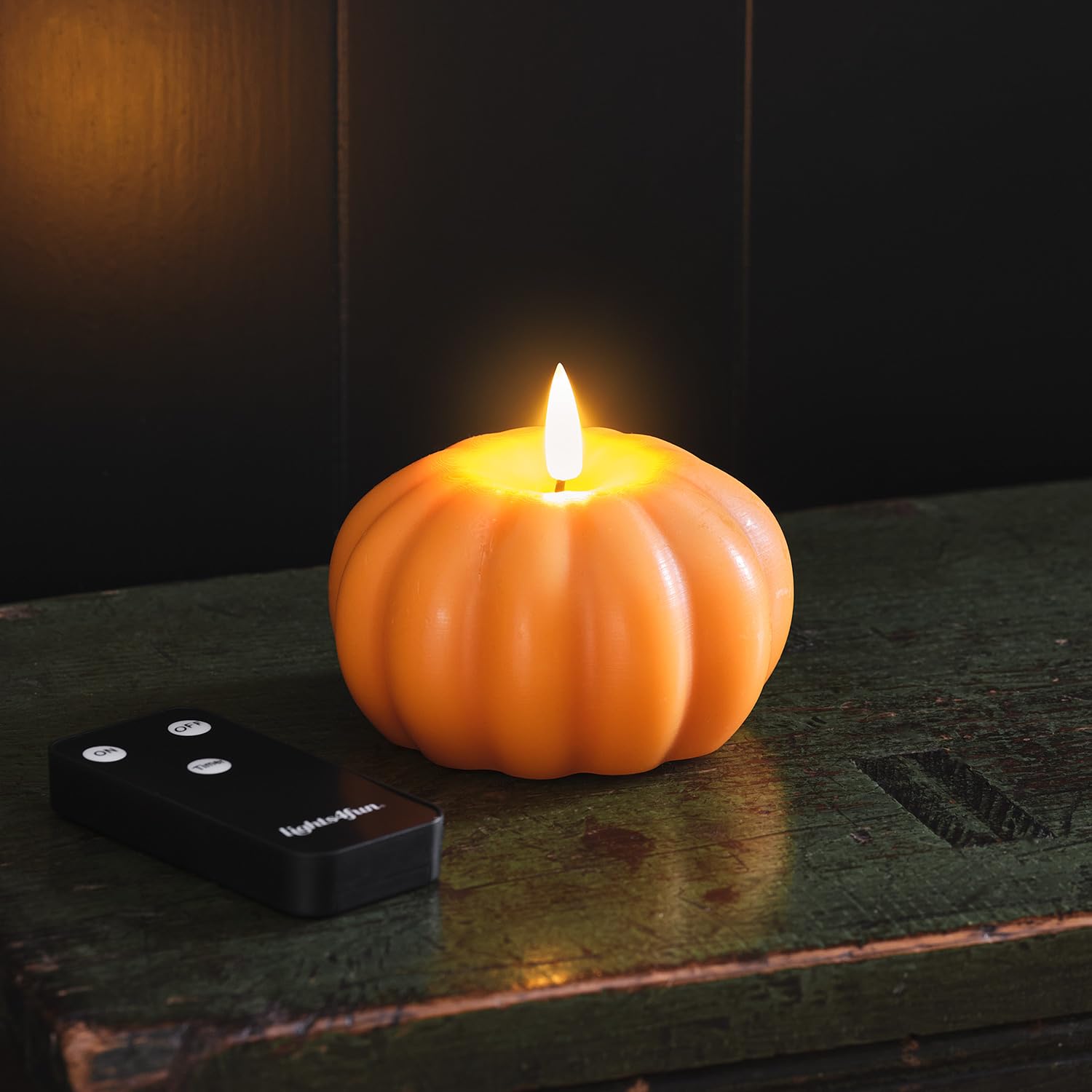 Lights4fun LED-Halloween-Figur – Schwarze Katze Mit Fledermausflügeln & Kürbis – 39 Cm, Batteriebetrieben Mit Timer – Für Innen & Geschützten Außenbereich
