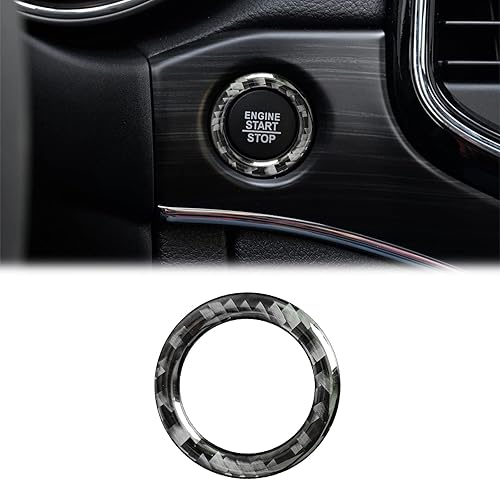 SUNJIKA Compatible con cubierta de botón de arranque de motor interior de fibra de carbono para Jeep Grand Cherokee 2014, 2015, 2016, 2017, 2018,
