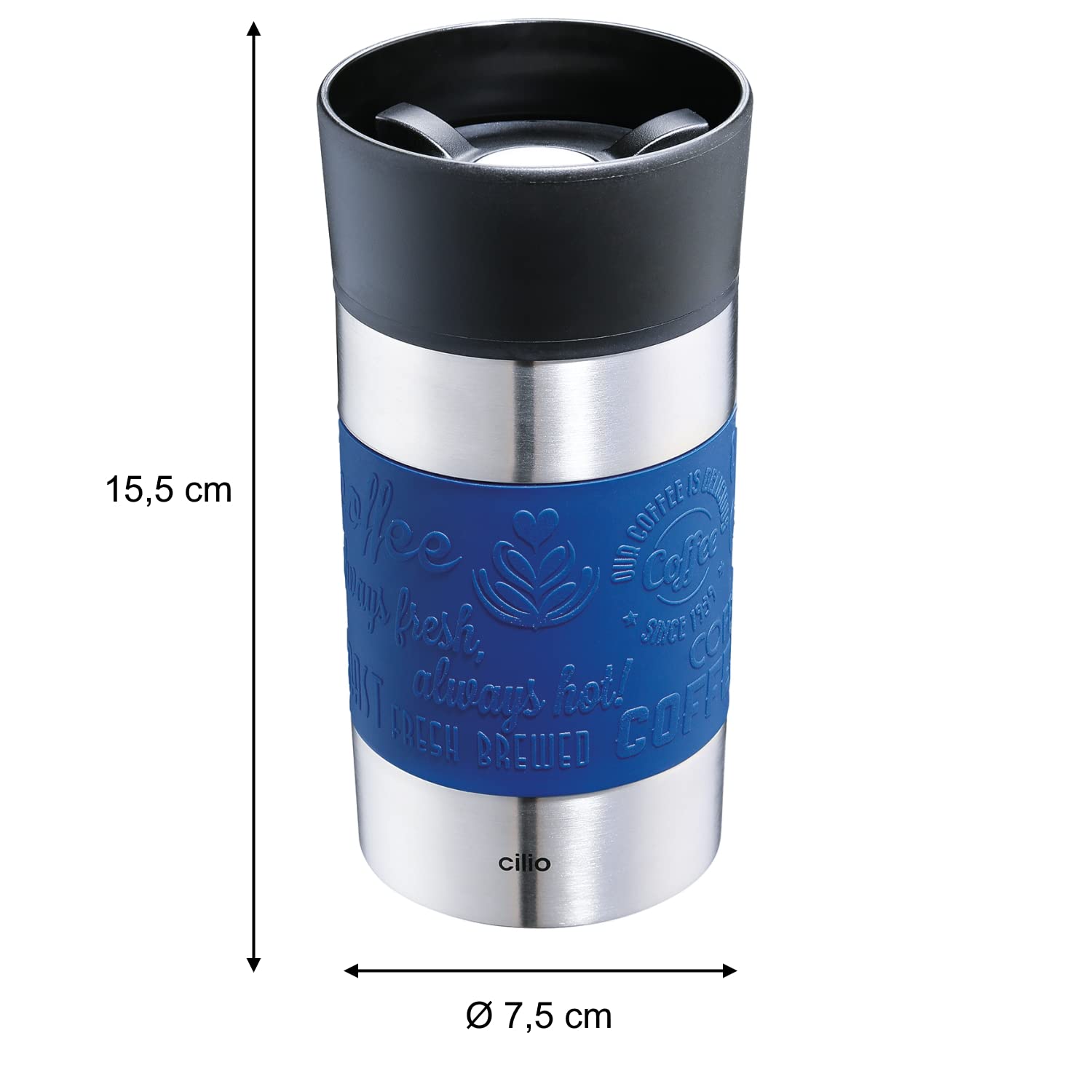 cilio VIAGGIO Tazza termica da 300 ml, rossa, con chiusura a 360°, sistema a doppia parete, a prova di perdite, ideale per tutte le macchine da caffè automatiche/pad