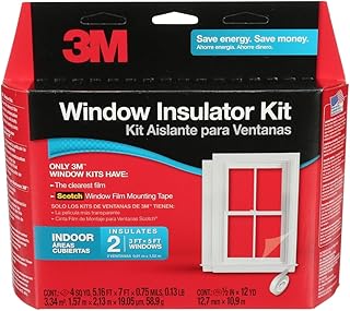 3M Indoor Window Insulation, Insulator Kit for 2 Windows 3ft x 5ft, Keeps Cold Air Out and Warm Air In, Includes Heat Shrink Window Film and Scotch Window Film Mounting Tape (2120W-6)