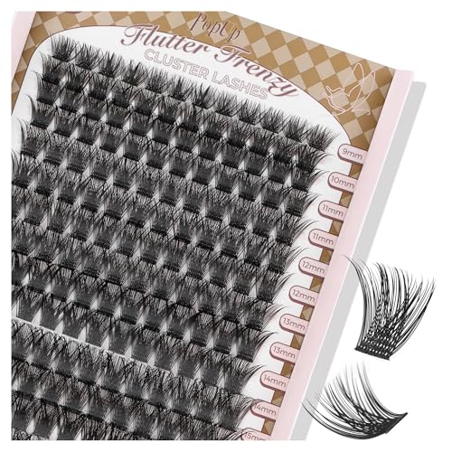 PopUp Cluster Lashes 168pcs Wispy Lash Clusters Soft D Curl Eyelash Clusters Russian Lashes Clusters DIY Eyelash Extensions at Home Thin Bank 9-18mm MIX (Y56)