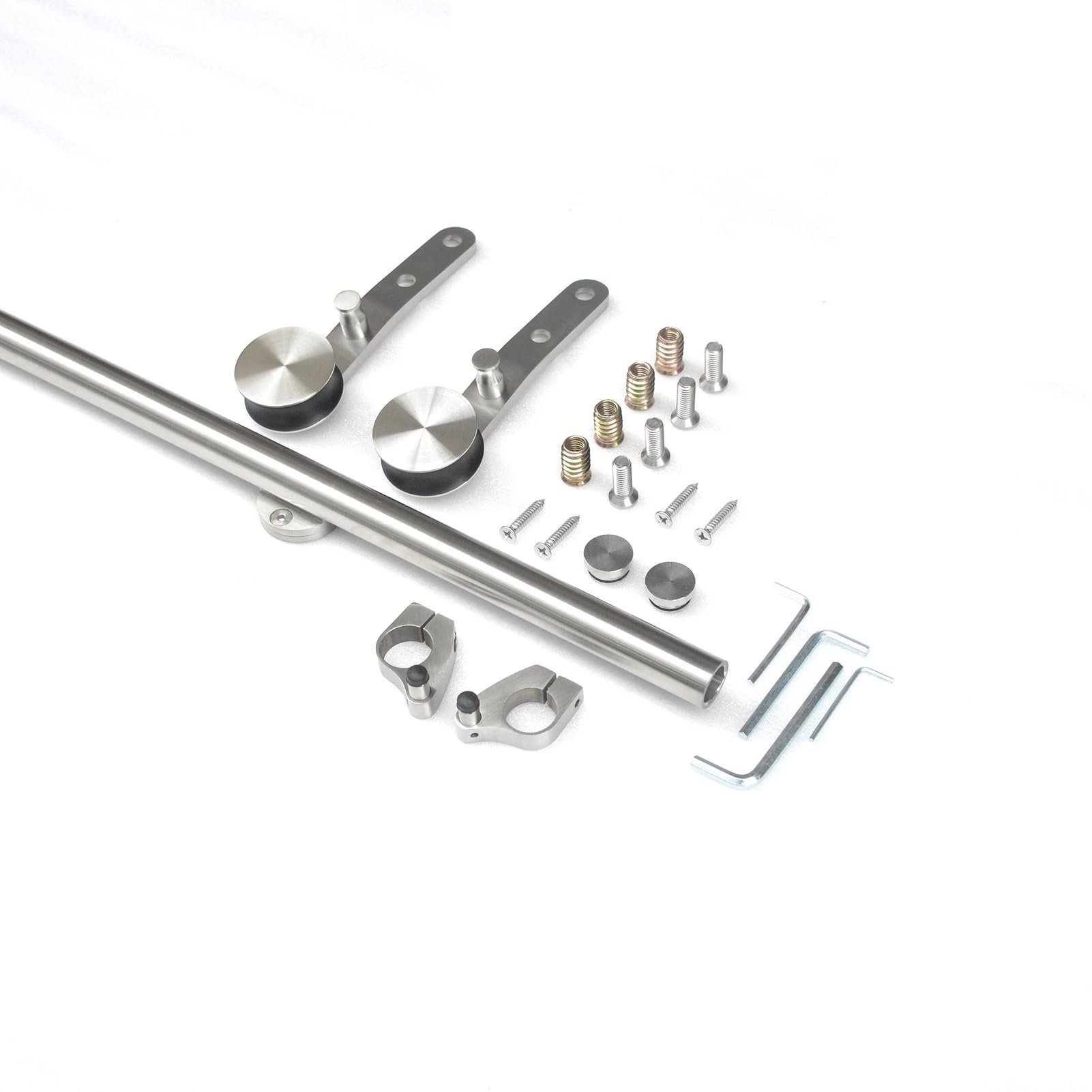 Rolling Library Ladder Hardware Round Tube Sliding Library Hardware Rolling Full Set Track Kit, 2-8 m Track/Rail, stal nierdzewna, jeden kolor - 400 cm zestaw gąsienic
