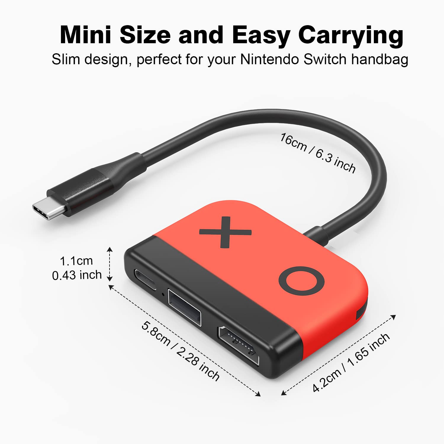 Tendak Adattatore USB C a HDMI per Switch/OLED - Tipo C a 4K HDMI Converter, USB 3.0, PD Porta di Ricarica, 3in1 Hub per MacBook Pro, Samsung S22, Huawei Mate 30 (Rosso)