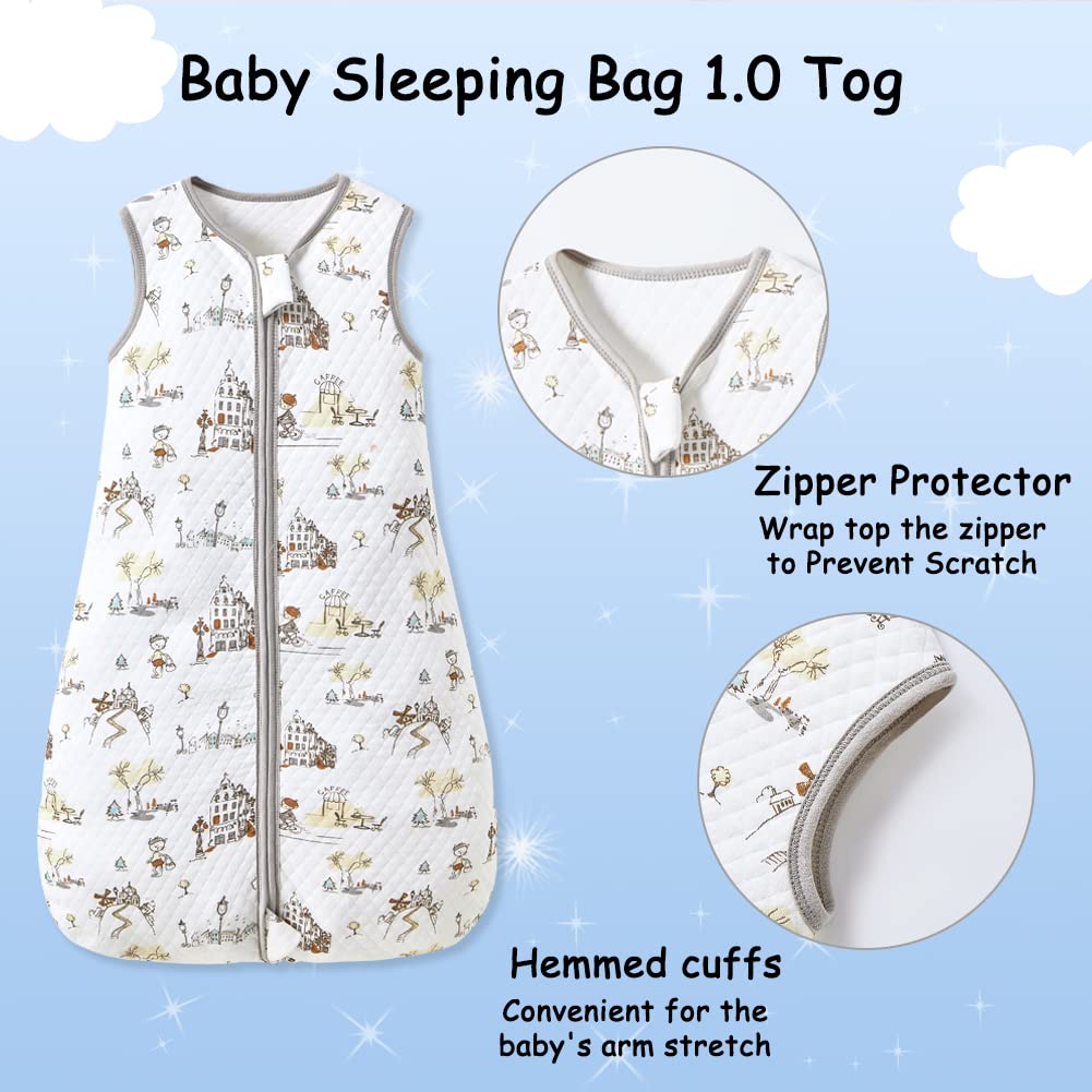 Fairy Baby Sacco Nanna per Neonati 1.0 Tog Sacco a Pelo Senza Maniche per Neonato Bambino Bambina Morbido Cotone Traspirante Swaddle