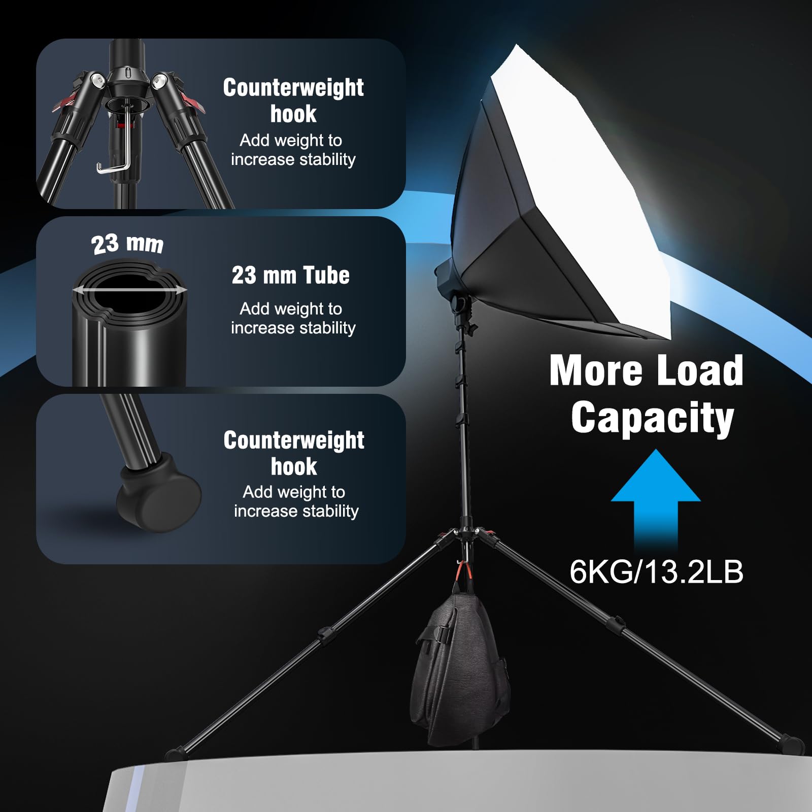 Lichtstativ 200cm/78,7in Lampenstativ Umgekehrt Klappbares Kamera Stativ | Aluminium Stativ mit 1/4" Schraube für Kamera Webcam Studio Ringlicht Blitzlicht Projektor Softbox