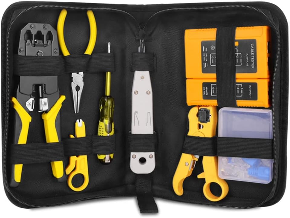 Portable LAN Network Repair Tool Kit Cable Tester AND Plier Crimp Crimper Plug Clamp