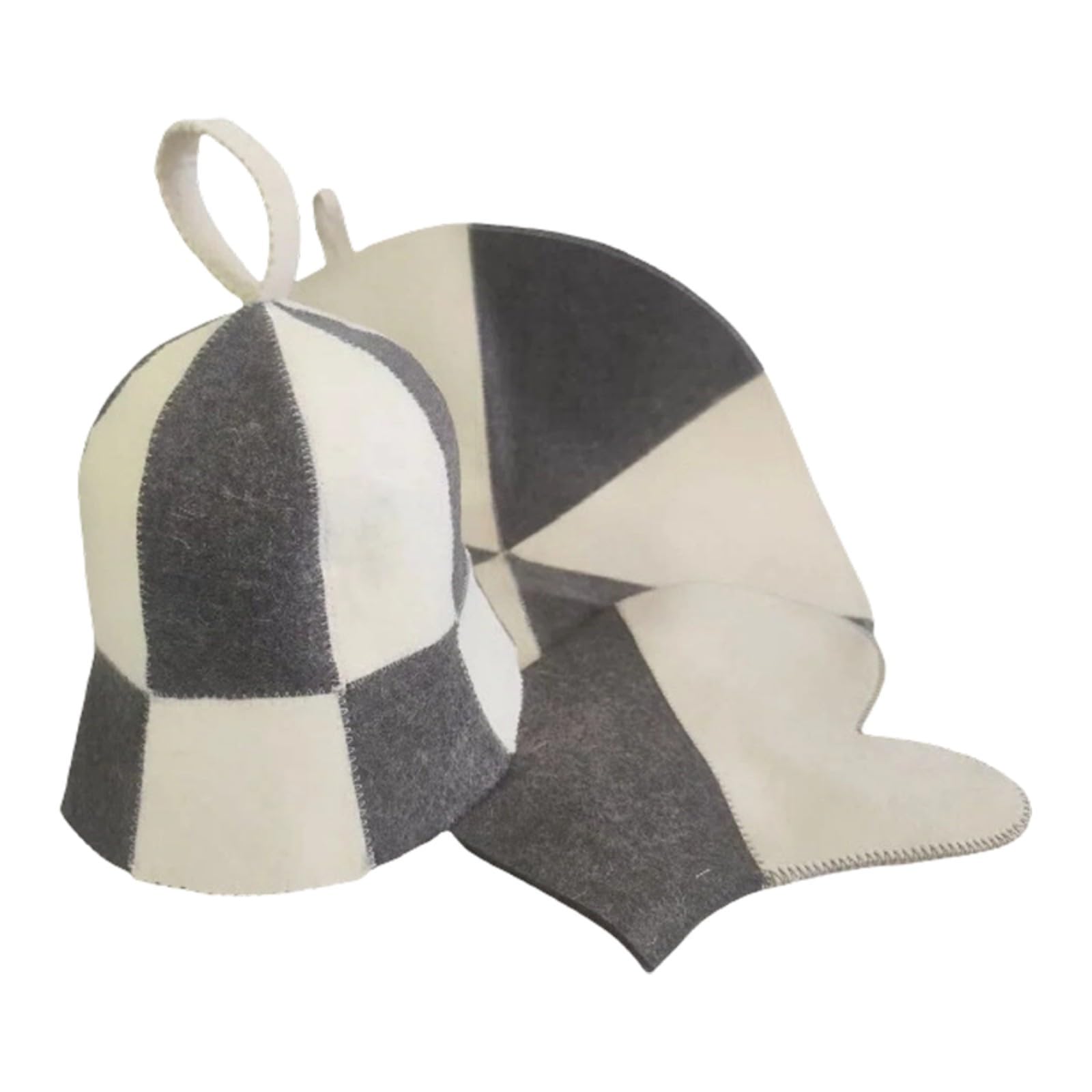 Cazstyk Women's White And Gray Sauna Accessories Set Heat Insulating Felt Mat Sauna Hat Gloves Water Absorbent Insulated Bath Cap With Gloves Mat Water Absorbent Insulated Bath Cap With Gloves Mat For Men