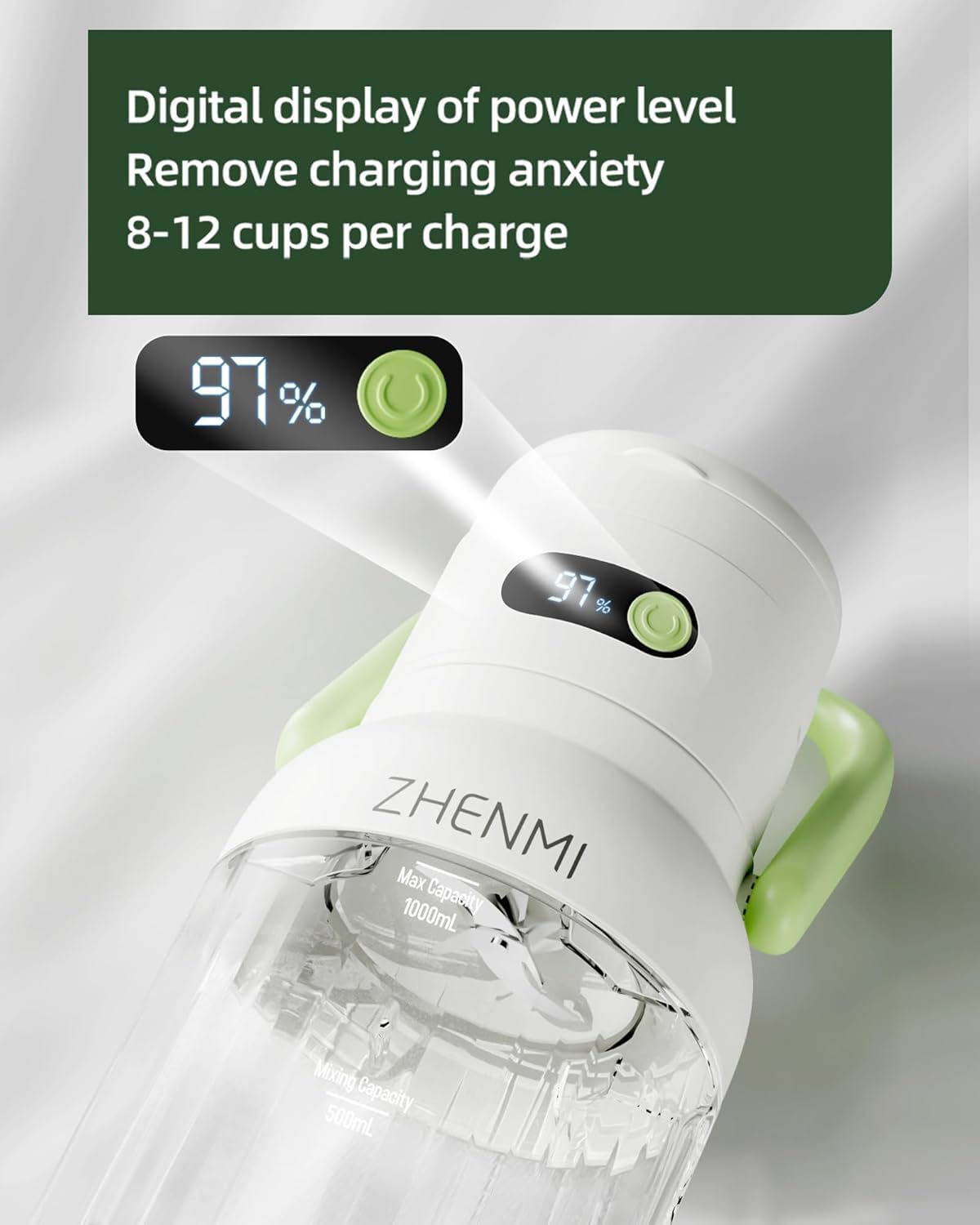 Centrifugeuse Portable pour Jus de Fruits et Légumes, Moulinette Personnelle pour Smoothies et Milkshakes, Mixeur à Boire Rechargeable, Couvercle Étanche avec Bec Verseur, Charge par USB-C pour Voyage