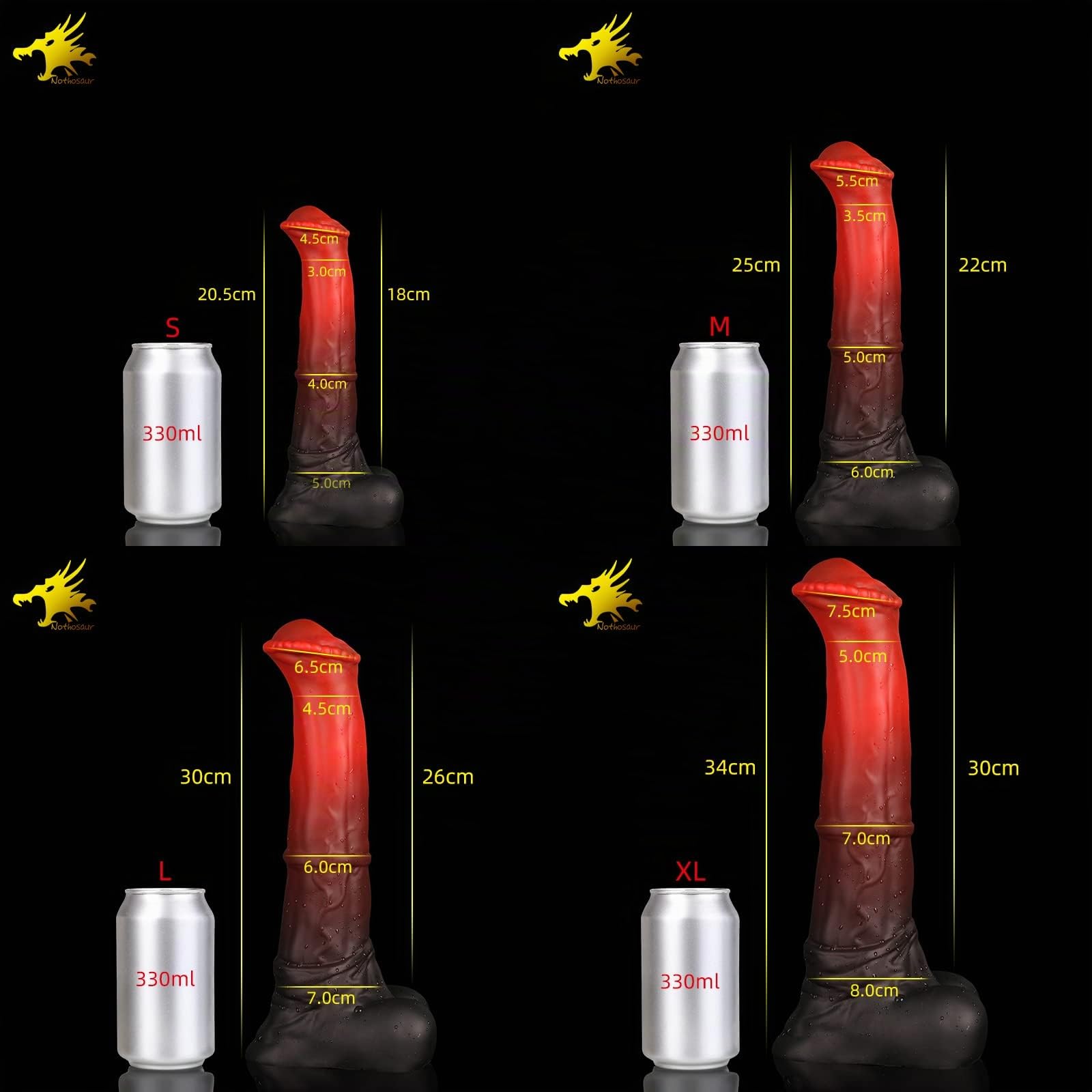 Dildo a ventosa, 20,5 cm, in silicone platino di Nothosaur Conola, dildo anale, grande anale, giocattolo sessuale per coppie, plug anale, da uomo, principianti, esperti, demone rosso, S