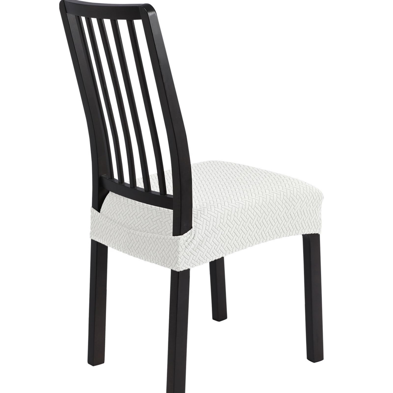 SearchI Dining Chair Seat Covers Set of 6, Rear Covered, Twill Cream