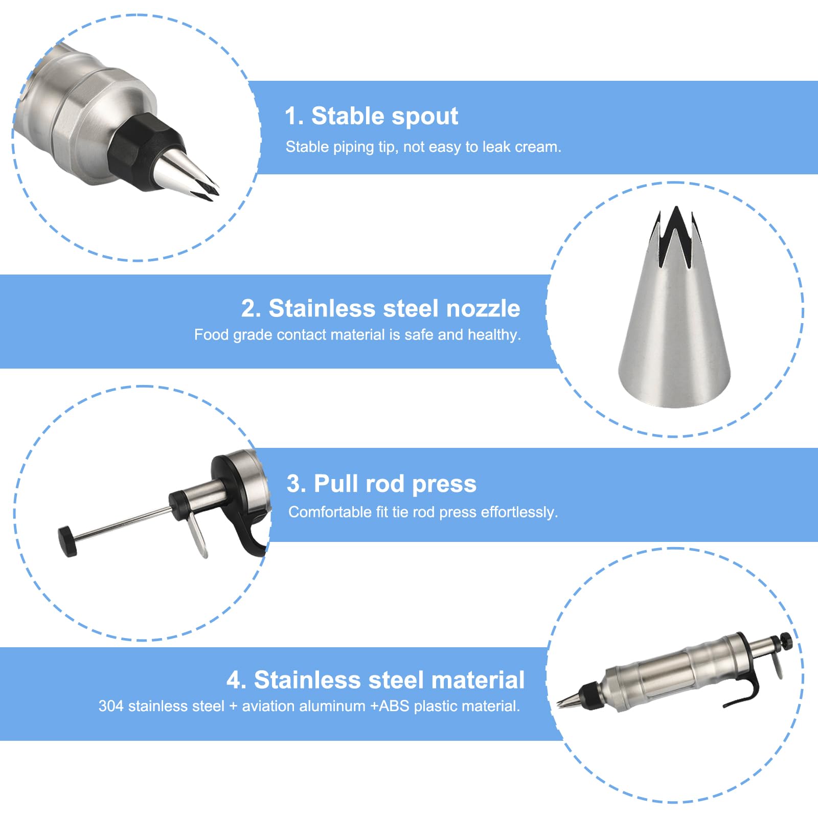 Lot de 34 seringues à gâteau en acier inoxydable - 20 douilles professionnelles - Réutilisables - Accessoires de pâtisserie pour décoration de gâteaux, beignets, cupcakes, pâtisseries