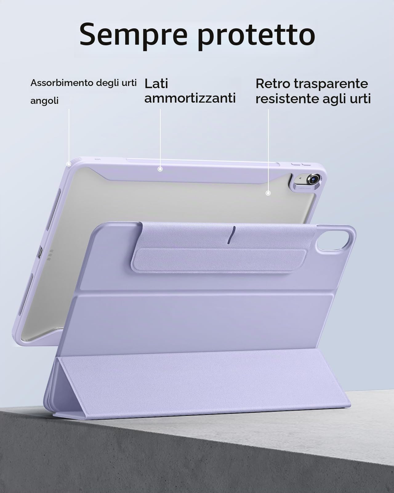 ESR Cover per iPad Air 11" M4/M3/M2 (2026/2025/2024), iPad Air 5a/4a (2022/2020), Custodia Magnetica Rimovibile, Supporto Verticale, Supporto per Pencil Pro/USB-C, Auto Attivazione/Standby, Violette