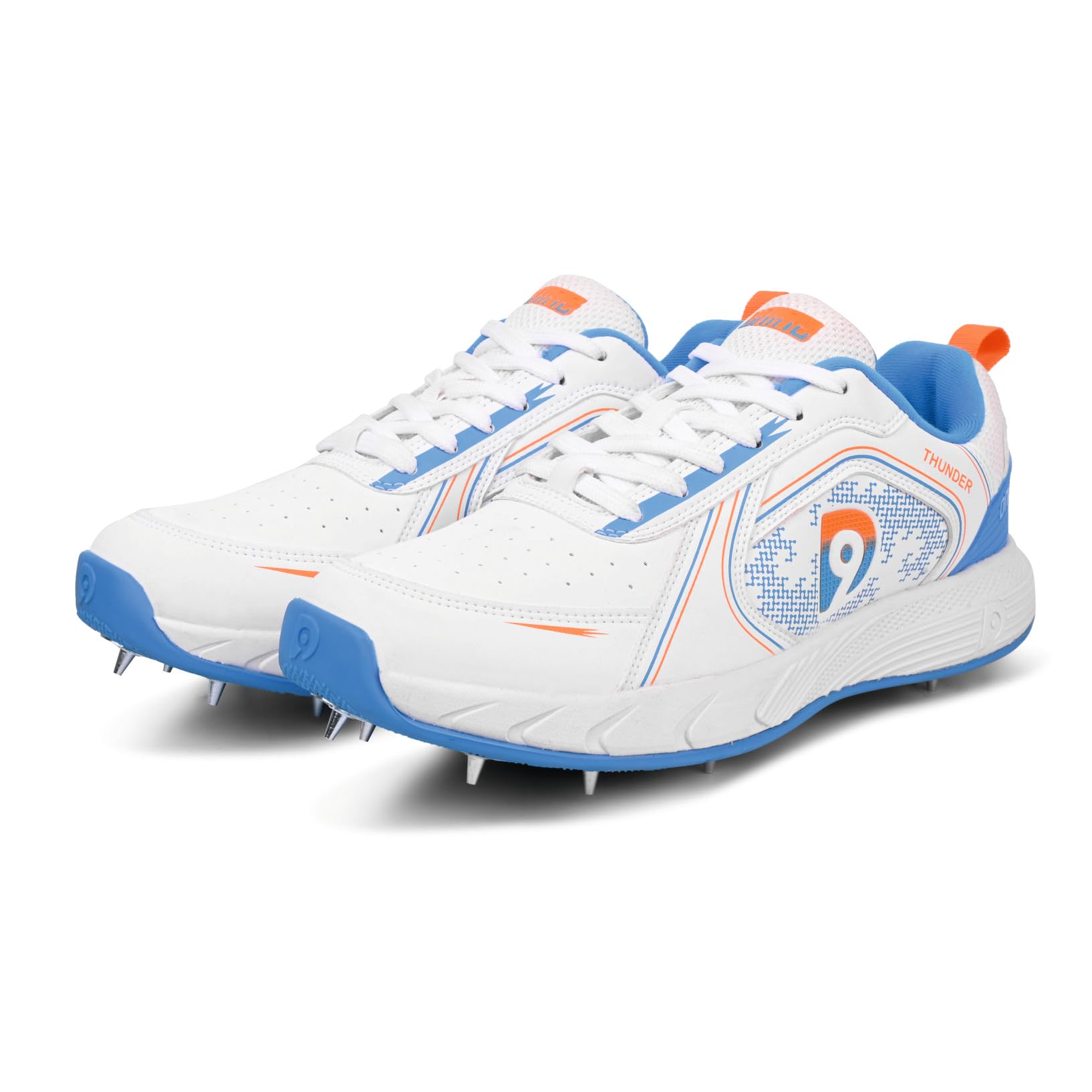 Thunder Men Batting Spikes Cricket Shoe White/Blue/Orange-image-28