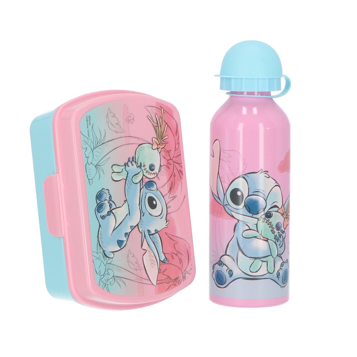 Disney Set per Il Pane – Contenitore per Il Pranzo e Bottiglia 400 ml, Stitch