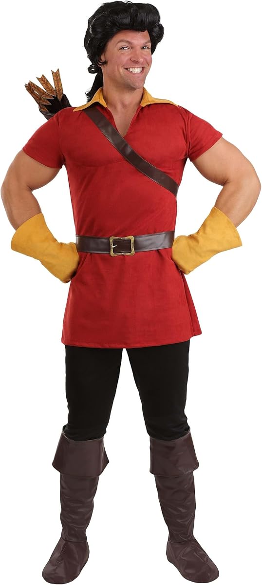 Men's Deluxe Disney Gaston Costume with Tunic, Pants, Wig, and Accessories for Halloween Cosplay | Disney Villain Outfit