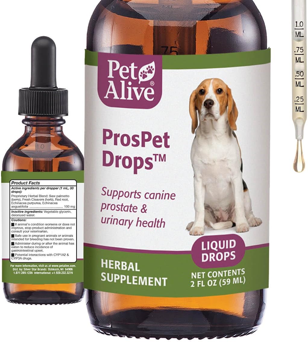 PetAlive ProsPet Drops for Pet Prostate and Bladder Health – Herbal Supplement for Dog Urinary Tract, Bladder and Immune Support – Constipation Relief – 59 ml PetAlive ProsPet Drops for Pet Prostate and Bladder Health – Herbal Supplement for Dog Urinary Tract, Bladder and Immune Support – Constipation Relief – 59 ml
