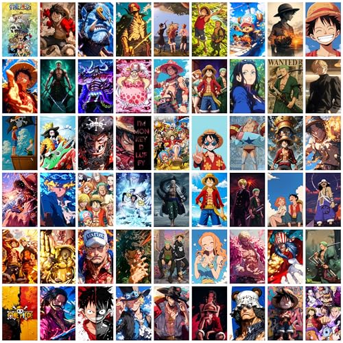 Image of One Piece Poster Collage Set of 54 (4x6 Inch) - Premium Anime Wall Art Featuring Luffy, Zoro, Sanji, Nami, Straw Hat Crew & Iconic One Piece Scenes | Wanted Posters & Anime Room Decor for One Piece Fans, Collectors & Otakus