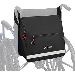ISSYZONE Wheelchair Backpack Bag, Wheelchair Pouch, Backpack for Wheelchair Users, Wheelchair Bags to Hang on Back, Wheelchair Accessories Bag, Large Storage Bag with Inner Cup Holder, Black