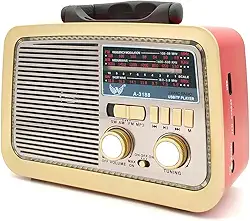 Rádio Retrô Portátil Mp3 Usb Cartão Sd Am Fm C/bluetooth (Vermelho)