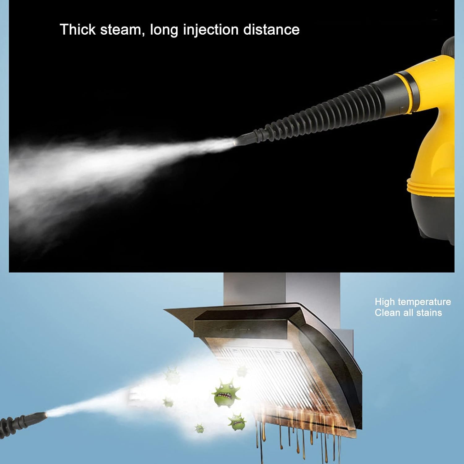 Handheld Steam Cleaner for Home, 1000W Pressurized Steam Cleaner with 9Pcs Accessories, Multi-Purpose Portable Deep Steamer for Cleaning Windows, Couch, Car, Grout, Grime, Grease