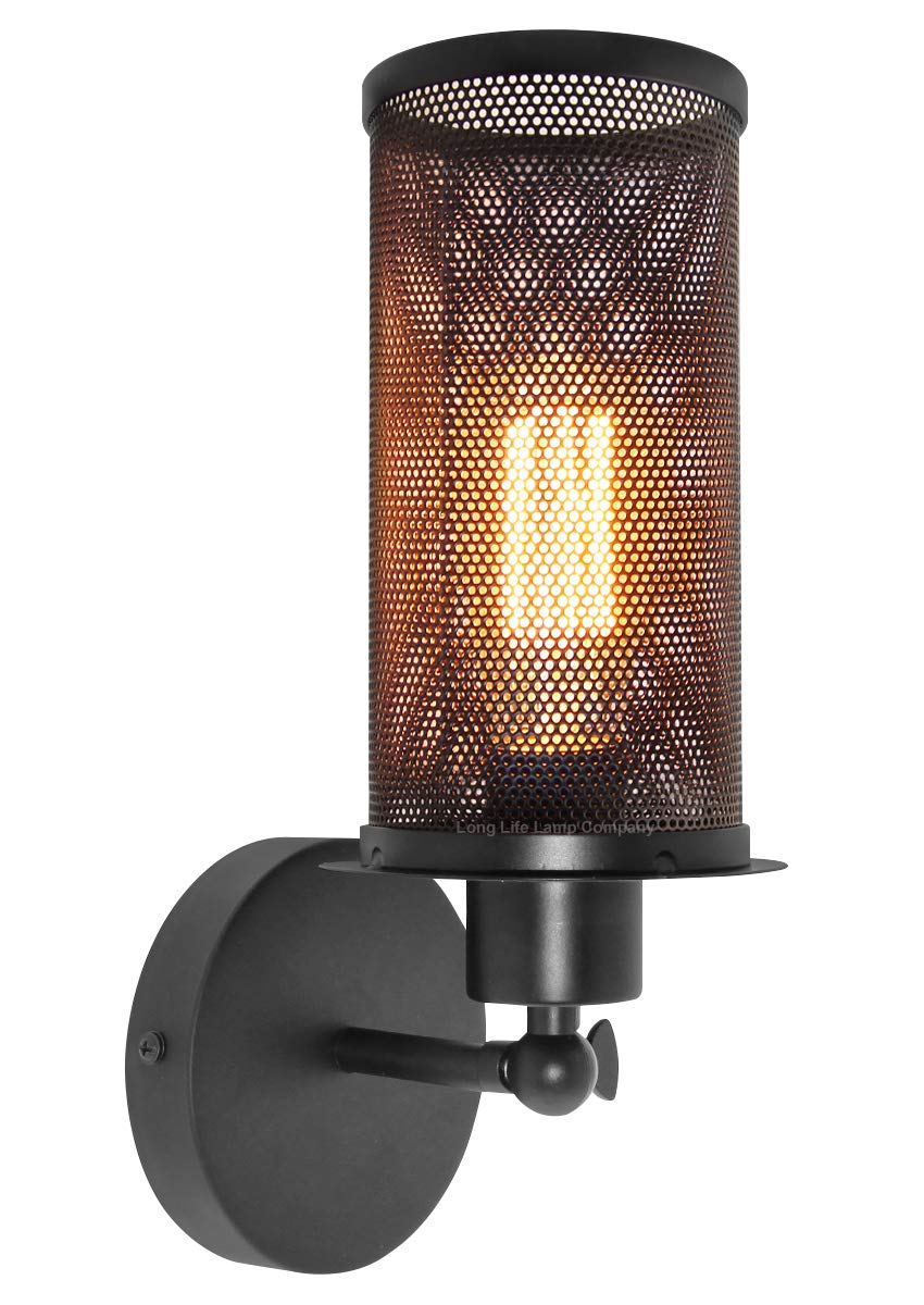Long Life Lamps Company Vintage Scone Wall Light Black Metal Mesh M0085 from B&Q