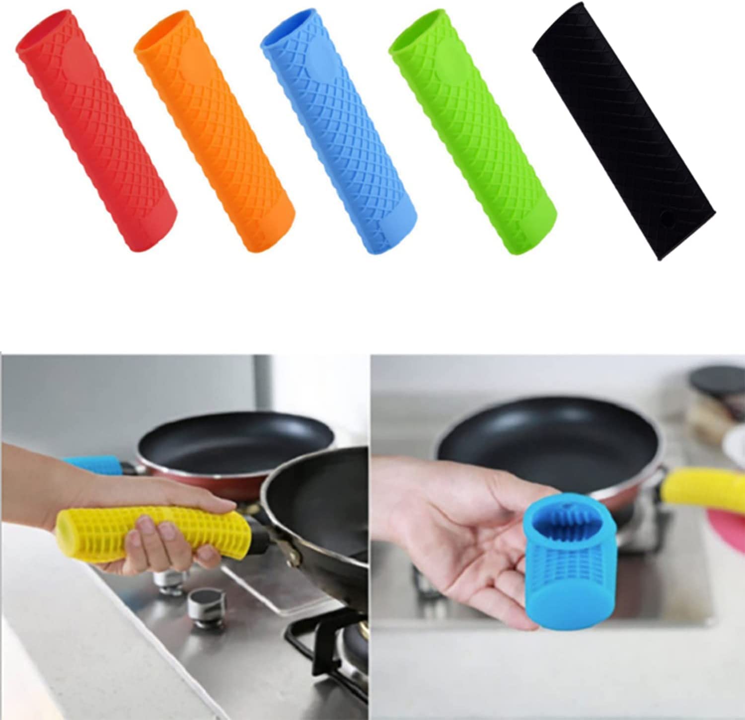 LERTREEUK Lot de 2/4 Manchons antidérapants en Silicone pour poignée de Casserole (Noir, 2 LERTREEUK Lot de 2/4 Manchons antidérapants en Silicone pour poignée de Casserole (Noir, 2