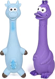 Jouets pour chiens, [2 Pack] Jouet de latex de squawking avec squeaker interactif, poulet de canard en caoutchouc squeak pour petits chiens moyens