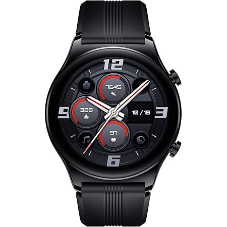 HONOR Watch GS 3, SmartWatch mit 1,43" AMOLED Touchscreen, Fitness Watch mit Herzfrequenzmesser, Schlaf- und Blutsauerstoff-Überwachung für Android, GPS, 14 Tage Akkulaufzeit, Midnight Black