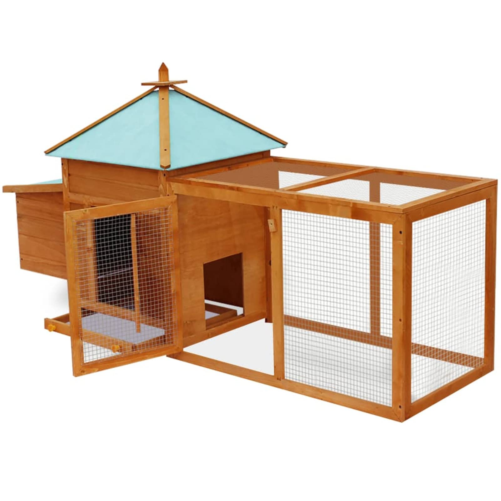 Gecheer Pollaio Gabbia per Galline da Giardino per Esterno in Legno con Casetta Nidificazione 190x64x100 cm,Pollaio da Giardino,Pollaio da Esterno,Pollaio in Legno,Gabbia Pollaio con Casetta Cova