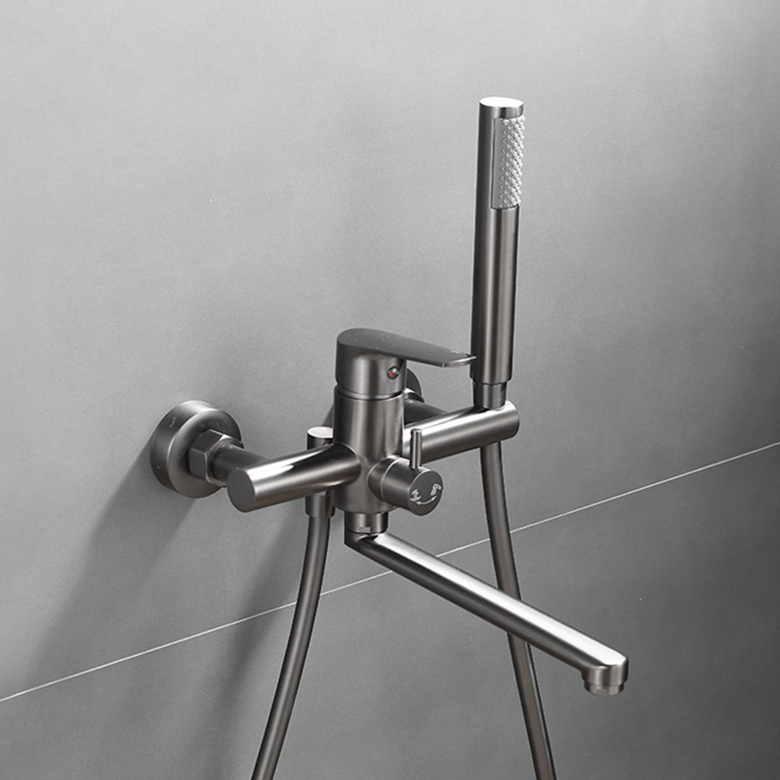 NZPOST Bath Mixer Taps with Shower Wall Mounted Gun Gray Bath Shower Mixer Set 360 Degree Swivel Tap Bathr