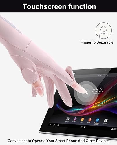 Miniatura 4 de SUJAYU Guantes de protección UV, guantes de conducción para mujer, guantes UV de dedo completo, guantes de protección solar, guantes finos con luz