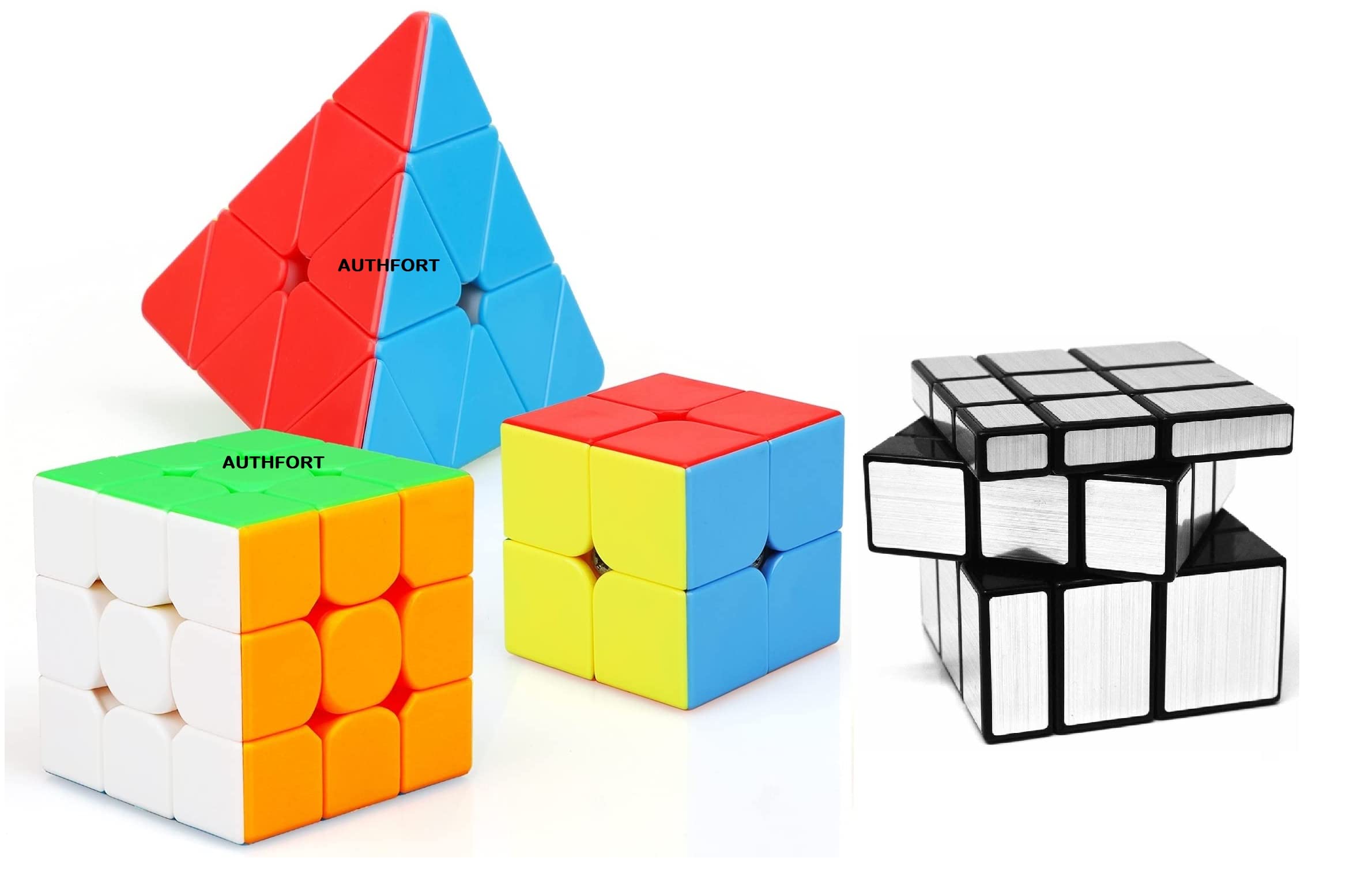 AUTHFORT New Speed Cube Puzzle Silver & 2 X 2, 3 X 3 Pyramid Tringle Speed Cube Set, Stickerless Magic Cube Puzzles Toy Pack (4 Pieces) (4 Pieces), Kids (B09JZ92JFR) Amazon Price History, Amazon Price Tracker